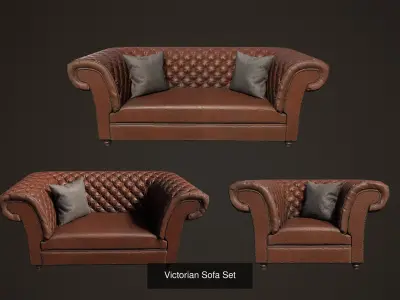 Victorian Sofa Set and Furniture 3D Model Pack