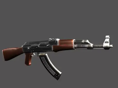 AK47 game ready low poly rifle Free low-poly 3D model
