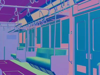 Train Indonesia Interior Low-poly 3D model