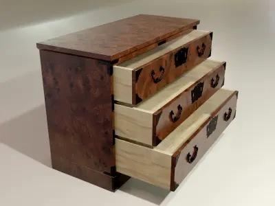 Japanese folk art chest of drawer 3D model get