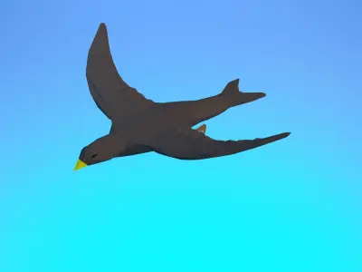 Lowpoly bird flying in air Low-poly 3D model