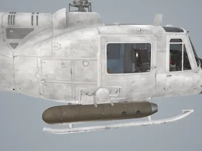 Bell UH-1B Blank Livery Complex Animation Low-poly 3D model