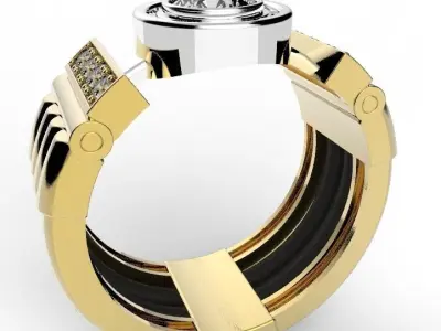 Ring with gems 3D print model get