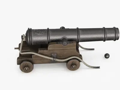 Vintage Cannon Mortar Low-poly 3D model