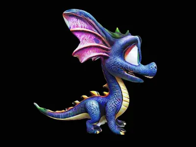 cute little dragon cartoon stylized 3D model