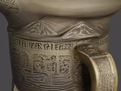 Chinese style brass cup for ancient movie scene Low-poly 3D model