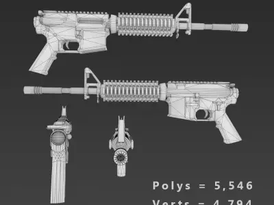 M4 Carbine Assult Rifle Low-poly 3D model