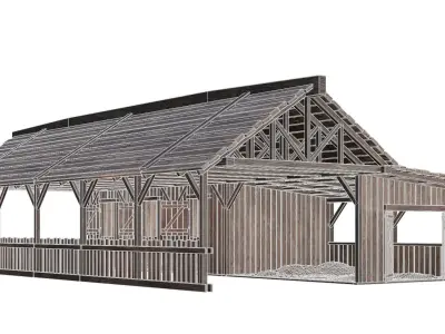 FREE Old Simple Wooden Farm Barn 2K GameReady 002 Free low-poly 3D model