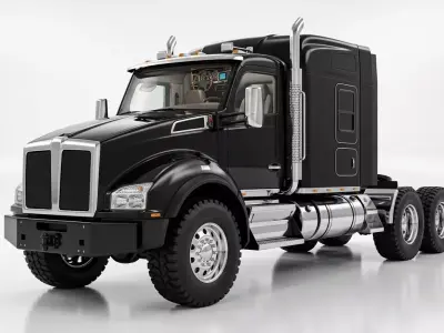 Heavy Duty Black Semi Truck Sleeper Cab 3D model