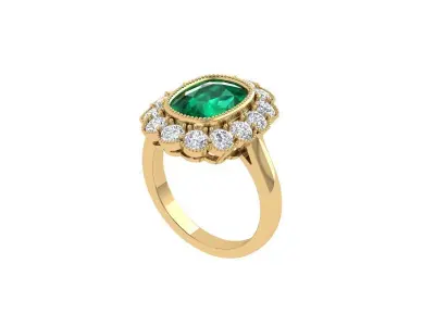 Cushion Solitaire Art deco Ring 3D print model 4