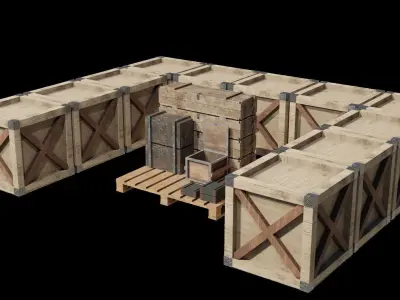 Military Wooden Chest Package 3D model