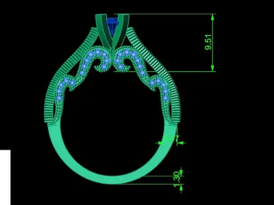 Antique solitaire ring stl file 3D print model