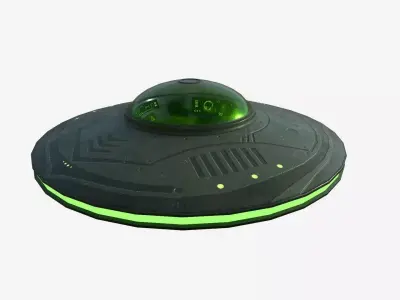 Alien Spaceship UFO B05 Dark Green - Sci Fi Spacecraft Design Low-poly 3D model