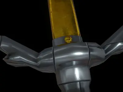 Saw Gold Sword Low-poly 3D model