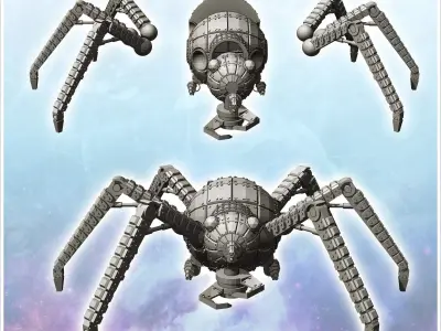 Futuristic six-legged airborne robot with cannon 28 - Future Sci 3D print model