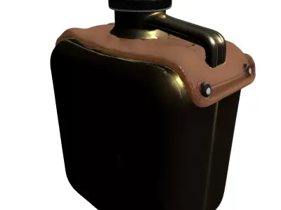 Military Style Water Canteen Bottle Low-poly 3D model