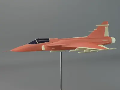 Gripen orange fighter jet 3D print model