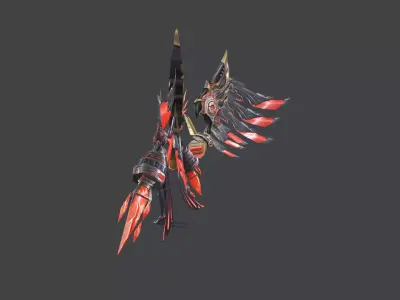 Red Flying Mecha Women  Outfit Low-poly 3D model