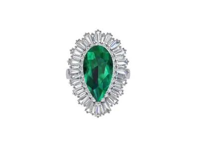 Pear Art Deco Ring 3D print model 12