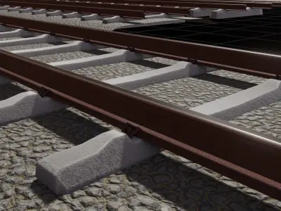 Railway Tracks - Procedural Shader Nodes - Curve-Based Editable 3D model