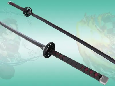 Demon Slayer Tanjiro Kamado Nichirin Sword Low-poly 3D model