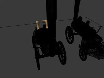 Cartoon Steampunk locomotive inspired by Stephenson s Rocket 3D model