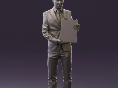 Man in blue suit diploma 0557 3D model