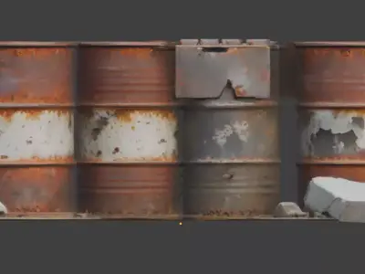 Post-Apocalyptic Oil Barrel Barricade 3D Model Low-poly 3D model