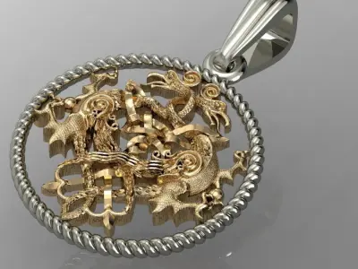  beautyful  pendant with griffin  3D print model