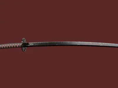 Katana Sword Blade Low-poly 3D model Free low-poly 3D model Low-poly 3D model