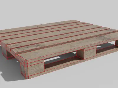Wooden Pallet Low-poly 3D model 6