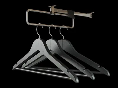 Retractable Pull Out Clothes Hanger Rail for a shallow wardrobe 3D model