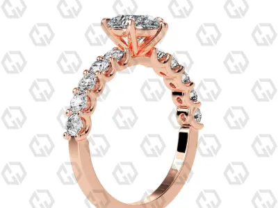 Ring 97 Pear Shape prong set round on shank with Gems 3D print model