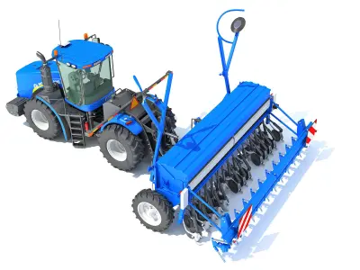 New Holland Tractor with Seed Drill 3D model