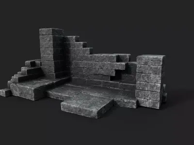 Old Ruined Wall Low-poly 3D model purchase