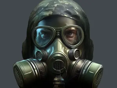 helmet Gas mask 3d model military combat Low-poly  Low-poly 3D model