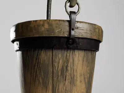 Old wooden bucket 3D model