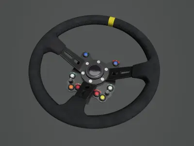 Steering Wheel 01 - Variation C - Black Stiches Low-poly 3D model