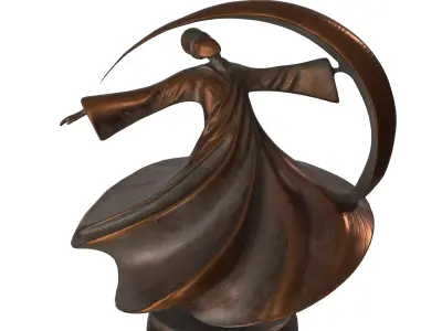 Dancing human bronze statues Low-poly 3D model