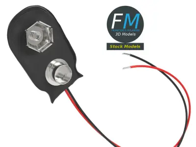 9v snap on battery clip connector 3D model