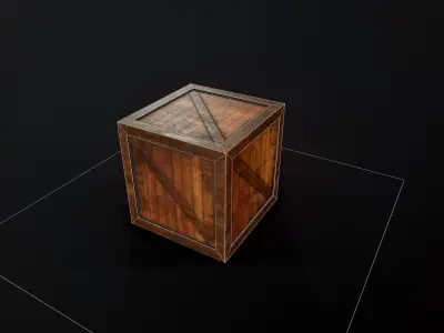 Wood box Mobile PBR Low-poly 3D model