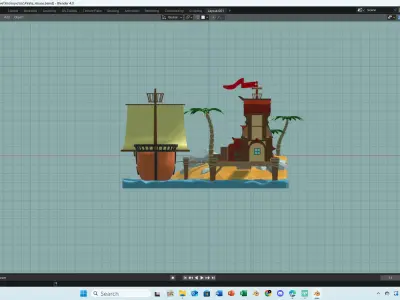 Pirate House scene Low-poly 3D model