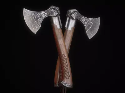 Viking Axe Low-poly 3D model 6