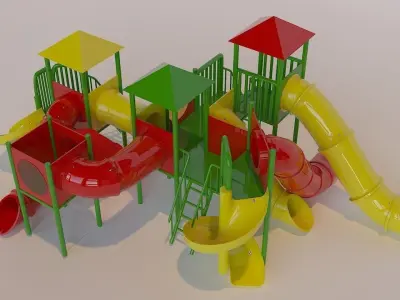 03 water park slides Low-poly 3D model