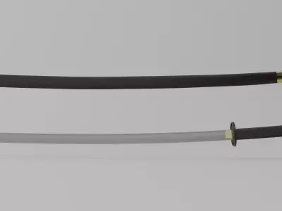 Black katana  Low-poly 3D model