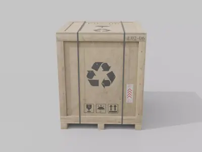 Cube Wooden Crate - Customizable Shipping Box Low-poly 3D model
