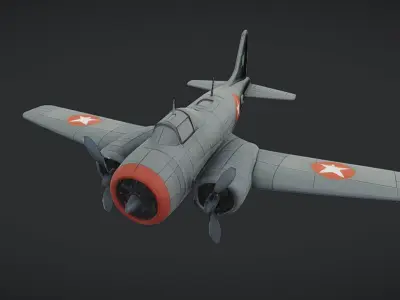 military propeller airplane model 3D model