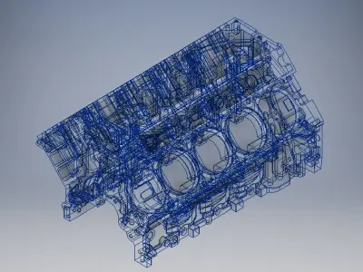 v8 engine block 3D model