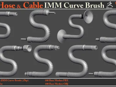 100 Hose and Cable IMM Curve Brush VOL01 Low-poly 3D model
