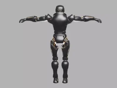 Black Gold Sci-Fi Combat Robot Low-poly 3D model